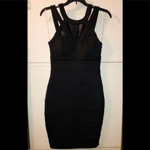 GODDESS ELEGANT BLACK, SHEER MESH/SLEEVELESS DRESS